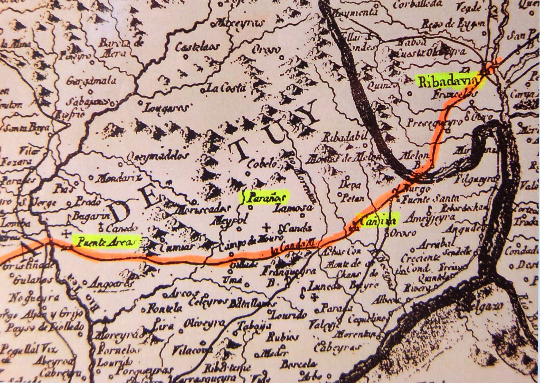 antiga cartografía de zona actualmente ocupada por comunidade de montes paraños